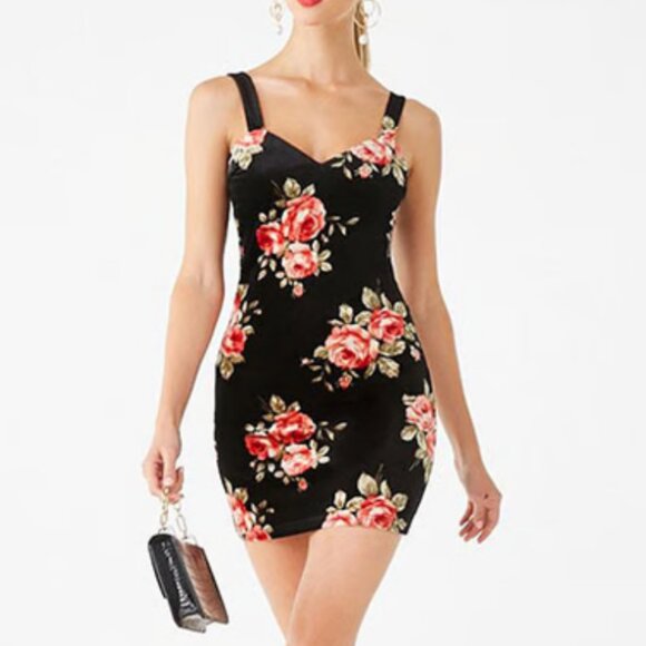 ⭐️Bodycon Floral Chic Flower Club Mini Hipster Boho Hippie Artsy Party Hip Dress - Picture 1 of 8